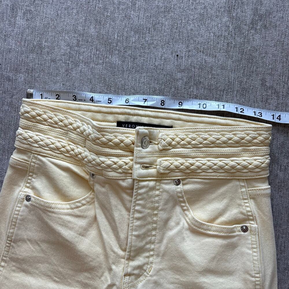 Veronica Beard Butter Yellow Braided Kick Flare Jeans - Picture 6 of 8